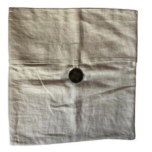 Pottery Barn Big Button Textured Linen Pillow Cover Beige Taupe Minimalist 18”